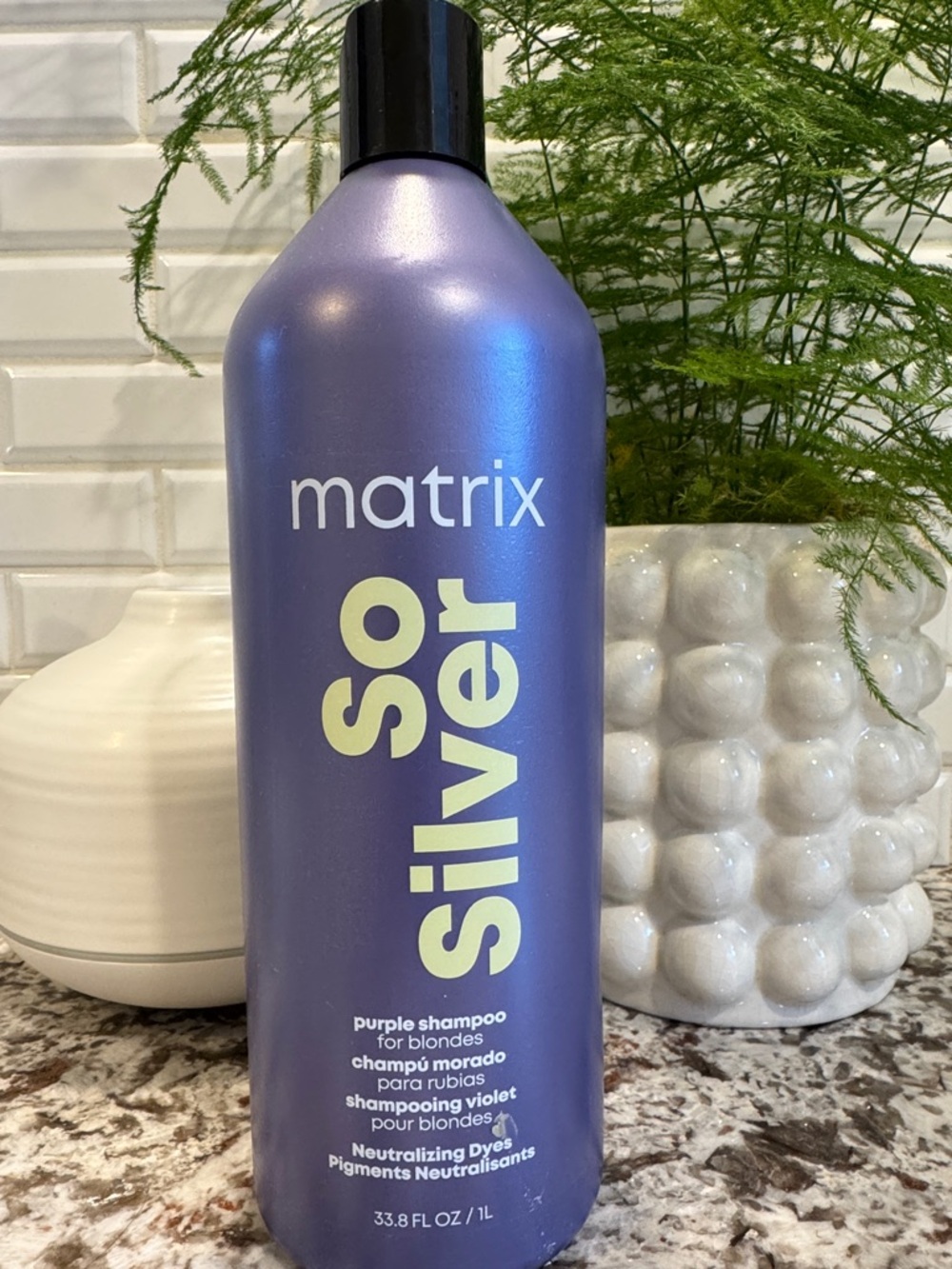 Matix So Silver Purple Shampoo Bottle - Purple and Pale Yellow